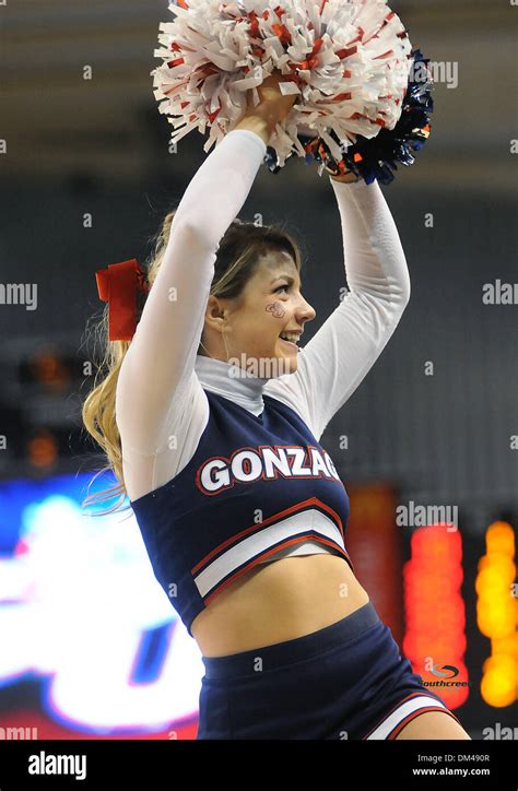 A Member Of The Gonzaga Cheer Squad Tries To Get The Crowd Fired Up