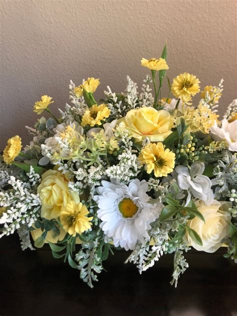 Yellow Roses And Daisy Floral Arrangementdecorative Wood Box Etsy