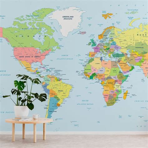World Map No 13 Wall Mural Print 41 Orchard
