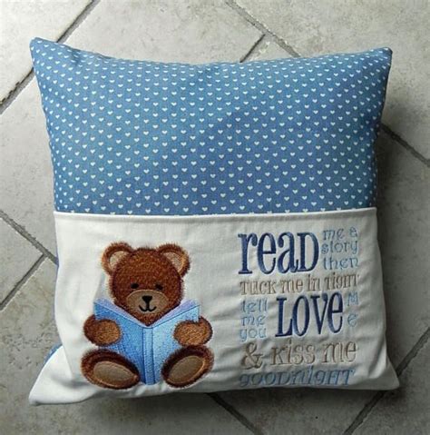 When cutting your fabric, be sure the print/pattern is facing the way you'd like it to on the finished pillow. Child's Cushion with Reading Book Pocket | Book pillow ...