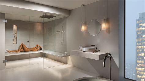 sommerhuber photo 6039 steam room and shower with large area ceramic floating benches for