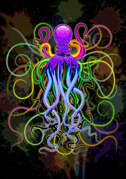 Octopus Psychedelic Luminescence Digital Art Art Prints And Posters