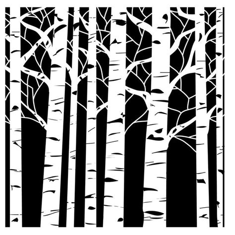 Birch Tree Stencil Clip Art Library