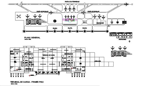 Airport Terminal Section And First Floor Plan And General Plan Details