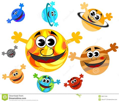 Solar System Cartoon Planets Smiling Stock Vector Image 39917240