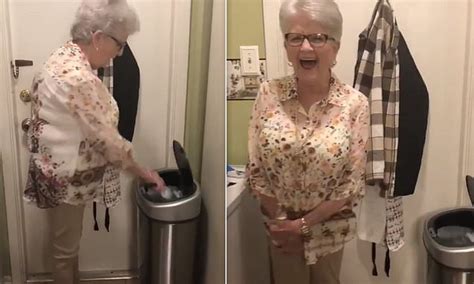 Adorable Grandma Laughs At New Automatic Trashcan In Cute Video Daily