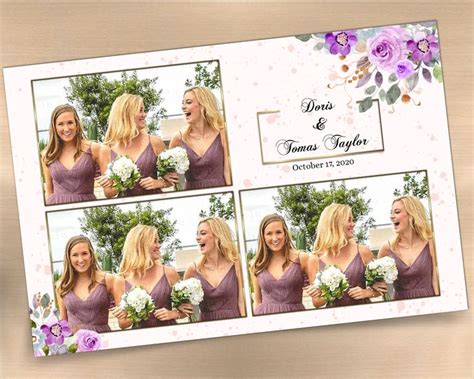 Purple Floral Photo Booth Template Purple Flower Greenery Etsy