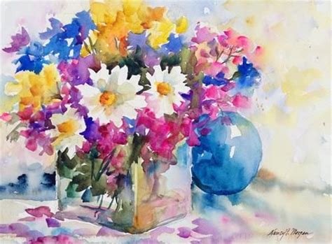 Daily Paintworks Bouquet With Blue Ball Original Fine Art For