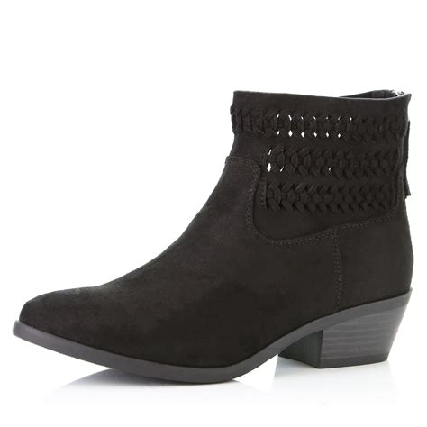 Dailyshoes Dailyshoes Womens Low Heel Ankle Bootie Perforated Boots