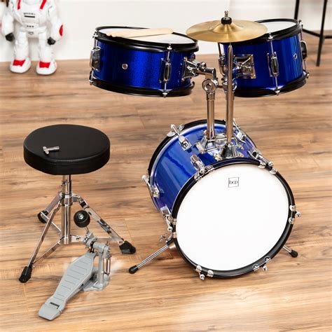 3 Piece Kids Beginner Drum Musical Instrument Set W Sticks Stool Pe