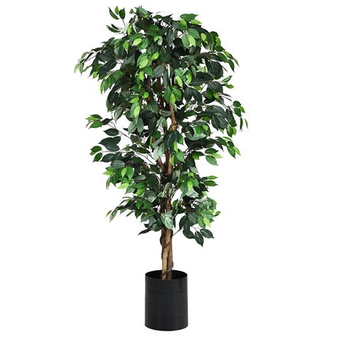 Gymax 6ft Artificial Ficus Tree Fake Greenery Plant Home Office