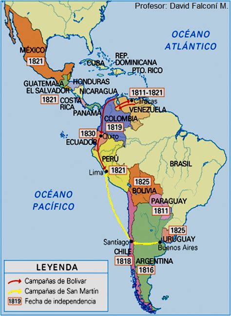 Mapa De La Independencia De Hispanoamérica