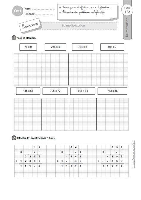 Exercices Tables De Multiplication Cm1