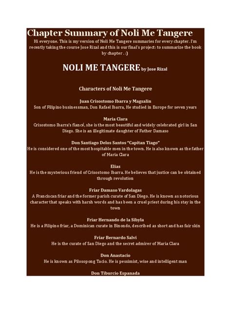 Chapter Summary Of Noli Me Tangere Pdf