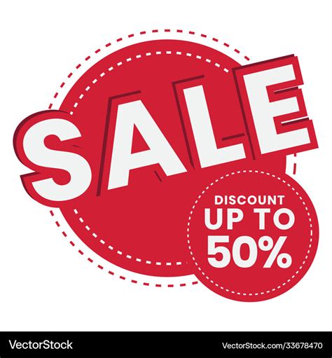 Up To 50 Off Sale Promotion Flat Badge Icon Vector Image
