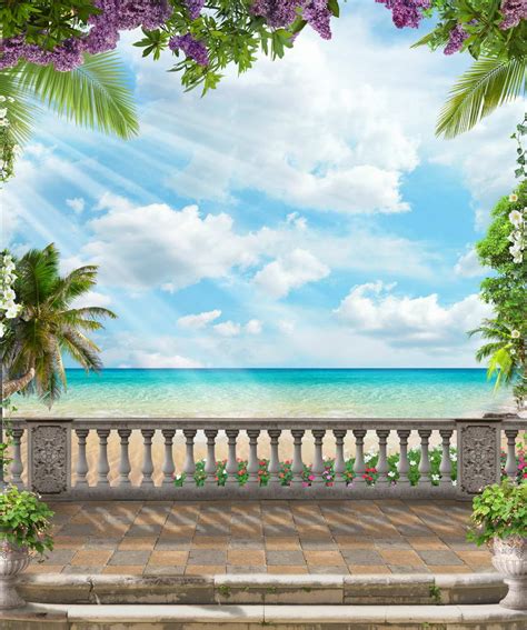 Photo Studio Background Cloth 10x20ft Sea Scenery Beautiful Sky