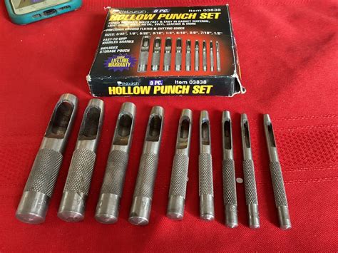 9pc Hollow Punch Set 18 To 12 Leather Gasket Paper Plastic Wood