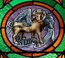 Symbol of the Evangelist St. Luke in Stained Glass. - License, download ...