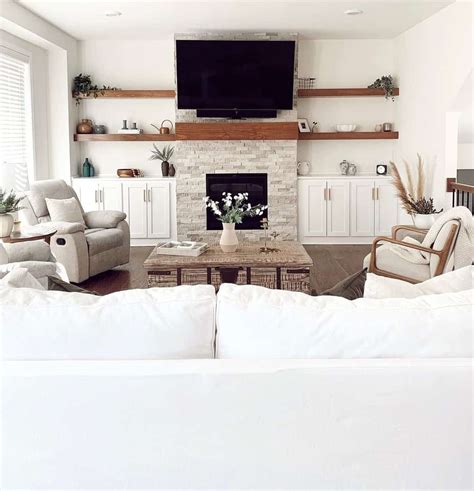 Living Room Layout With Tv Over Fireplace Cabinets Matttroy