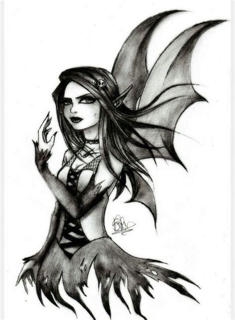 Gothic Fairy Tattoo Evil Fairy Dark Fairy Easy Mermaid Drawing