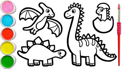 4 Dinosaurus Menggambar Melukis Mewarnai Untuk Anak And Balita Gambar