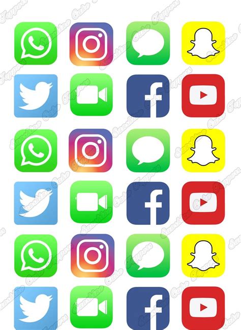 Social Media Apps Icons 15 Square X 24 Sunshine Cake