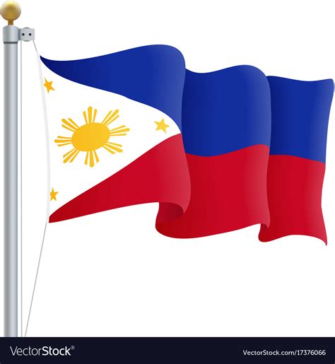 Waving Philippines Flag Isolated On A White Vector Image