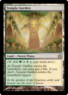 Outfitted in blue rotary vests and flanked by armed military personnel, rotary vaccinators wade through a sea of traffic to find any child who hasn't received the polio vaccine. Temple Garden (Return to Ravnica) - Gatherer - Magic: The ...