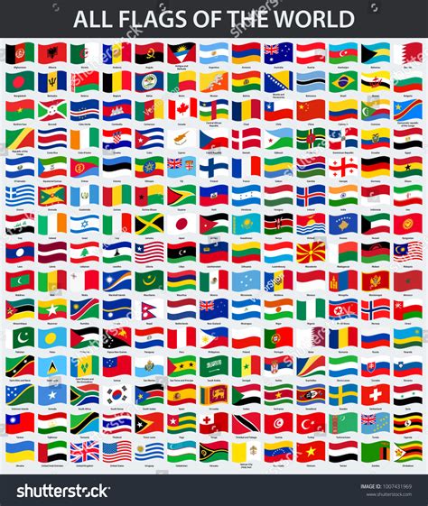 Toate steagurile lumii în ordine alfabetică Vector de stoc royalty