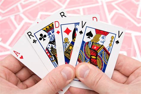 Hands Holding Four Playing Cards Stock Image Image Of Card Success