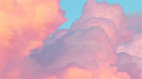 Aesthetic Clouds Desktop Wallpaper Blue Download Free Mock Up