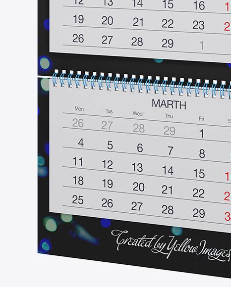 3 Months Wall Calendar Mockup Half Side View Free Download Images