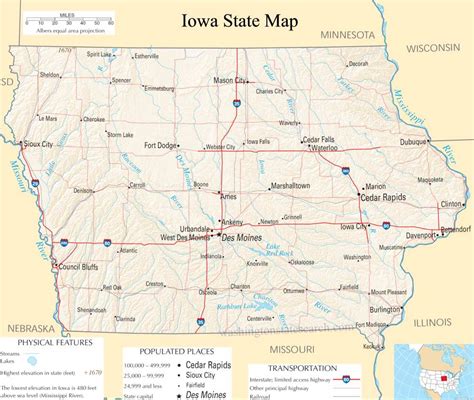 ♥ Iowa State Map A Large Detailed Map Of Iowa State Usa
