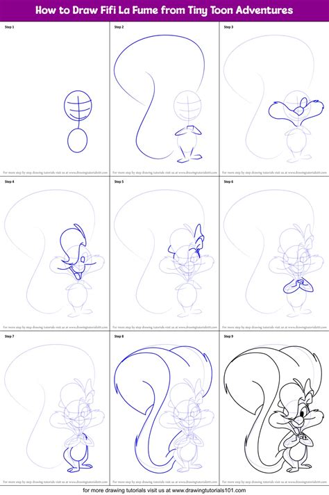 How To Draw Fifi La Fume From Tiny Toon Adventures Printable Step By