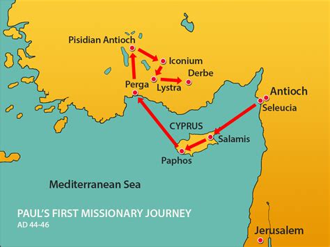 Map Of The First Missionary Journey Of Paul Map Poin