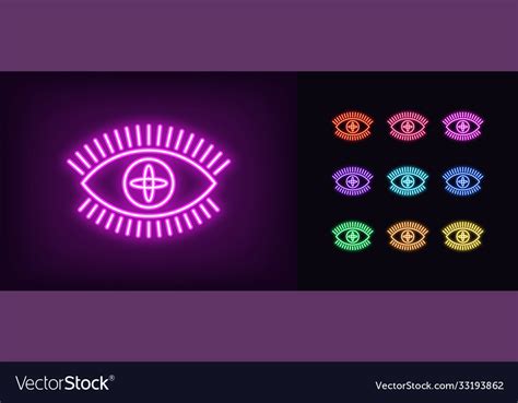 Neon Magic Eye Icon Glowing Eye Sign Royalty Free Vector