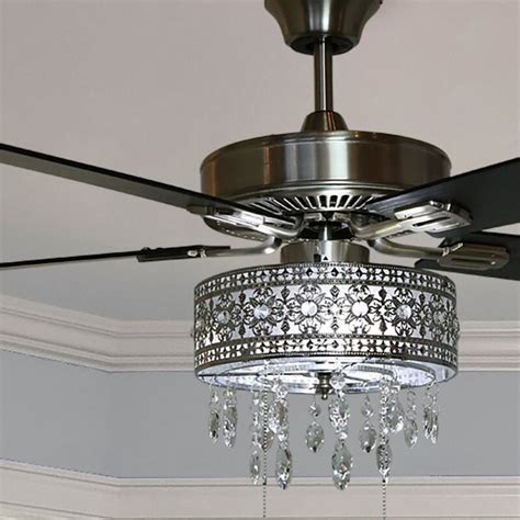 Most modern ceiling fans are fitted with different bright light options such as chandeliers, lanterns, and led lights to supplement the primary lighting of a room. 52" Noyes Crystal 5 Blade Ceiling Fan Light Kit Included ...