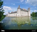 Chateau and lake Le Plessis Bourre Pays de la Loire Loire Valley France ...