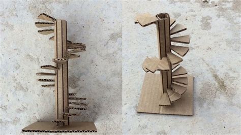 Making A Spiral Stairs Model Out Of Cardboard Easy Way Cardboard