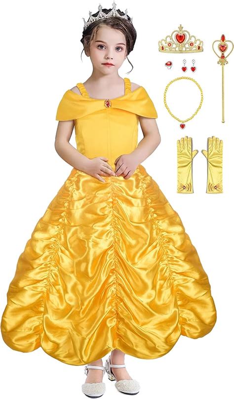Special Price Girls Disney Princess Belle Yellow Dress Halloween