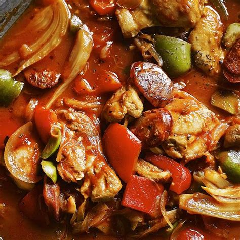 Season and simmer for 10 minutes. Spanish Chicken Stew Recipe with Chorizo, Paprika & Olives