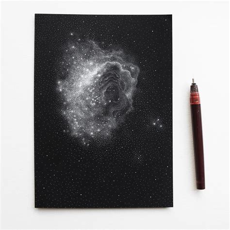 Stippled Black And White Illustrations Of Star Packed Galaxies By Petra Kostova Colossal