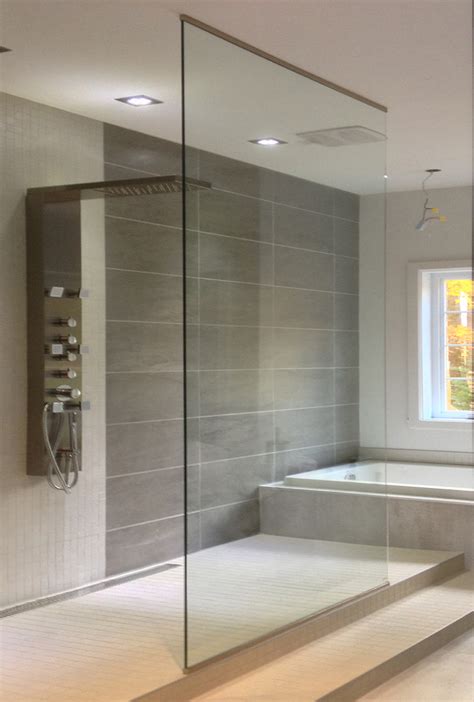 Glass Showers Doorless Contemporary Bathroom Detroit By