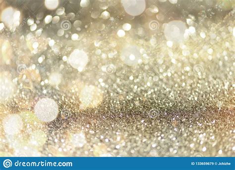 Gold And Silver Abstract Bokeh Lights Shiny Glitter Background With