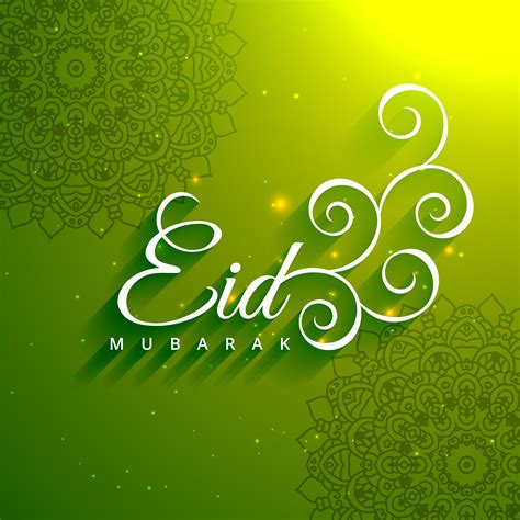 Eid Mubarak Creative Text In Green Background Download Free Vector