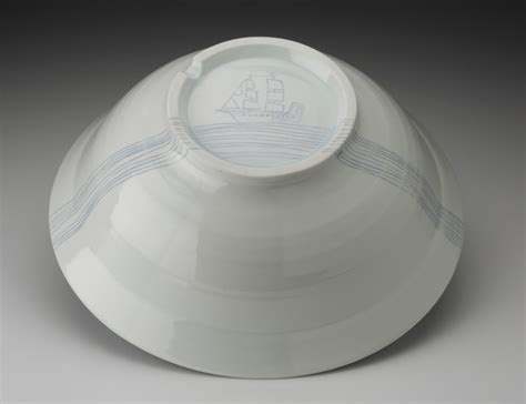 Large Wide Round Bowl In Blue Underside Cartelli Ceramics