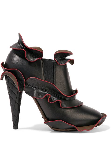 Fendi Ruffled Leather Ankle Boots In Black Lyst