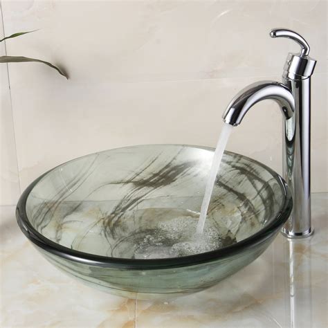 Elite Double Layered Tempered Glass Bowl Vessel Bathroom Sink And Reviews