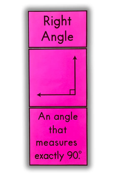 A Pink Sign With The Words Right Angle And An Angle That Measures