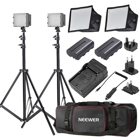 Neewer Led Video Light Kit With 190cm Light Stand 2 Pack Dimmable